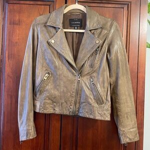 Lucky Brand Taupe Moto Leather Jacket